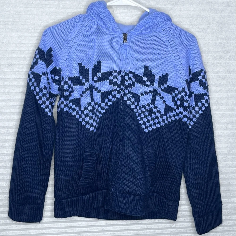 Vintage GAP Kids Knit Fleece Y2K Holiday Hooded Long Sleeve warm sweater XL 12